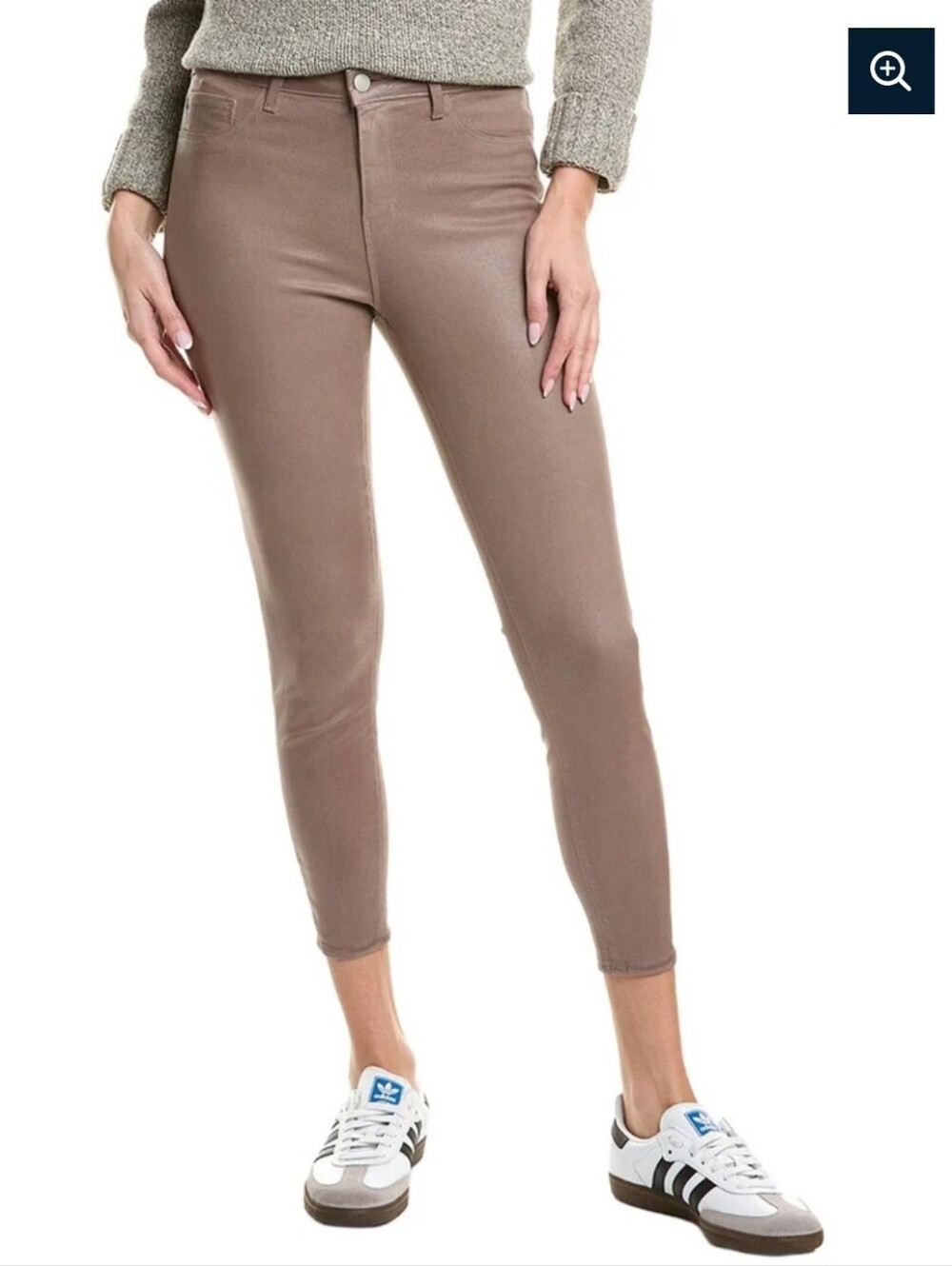 L'AGENCE Coated Skinny Jeans (Taupe / Warm Neutral)